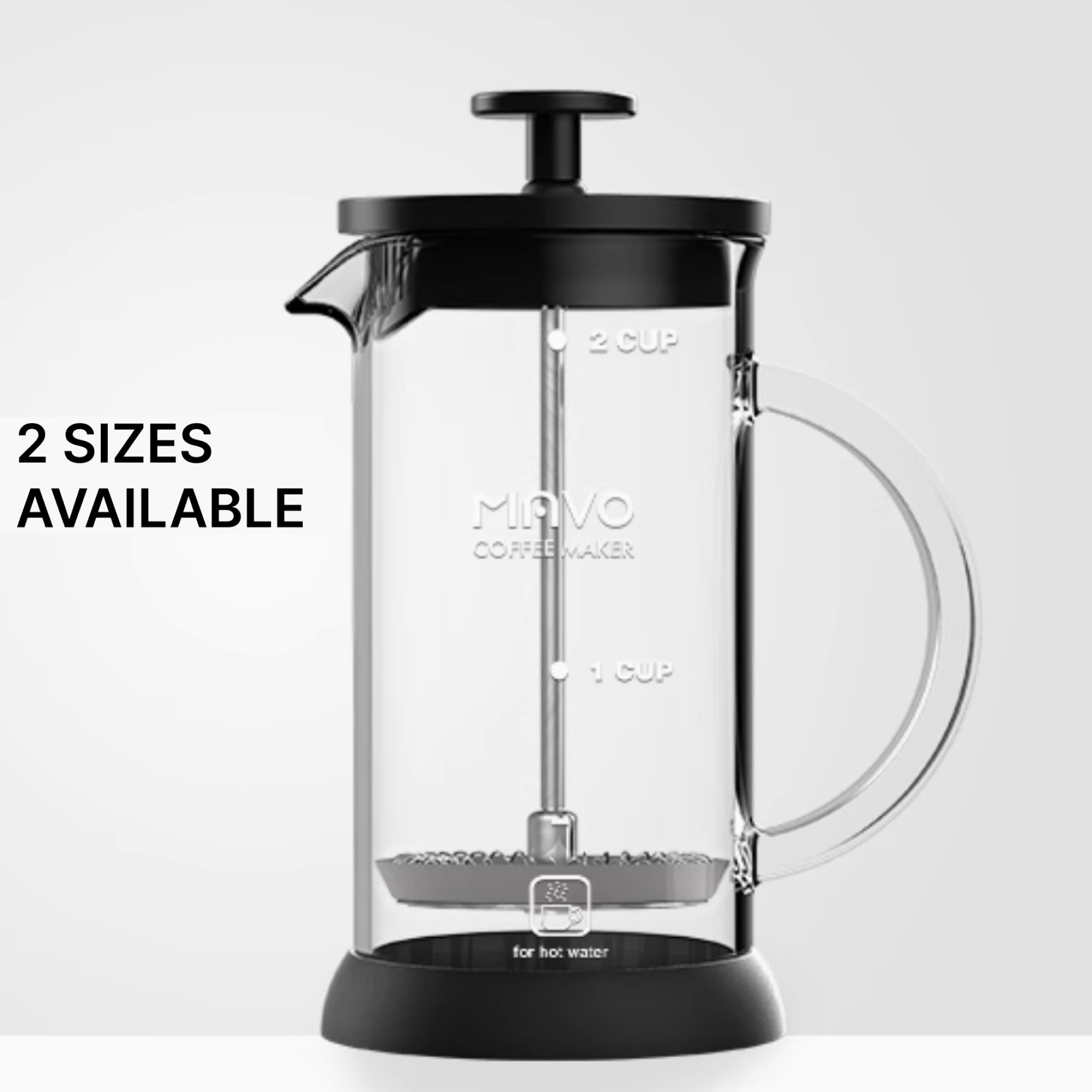 MAVO French Press Coffee Maker (Black/White) - Premium High Borosilicate Glass