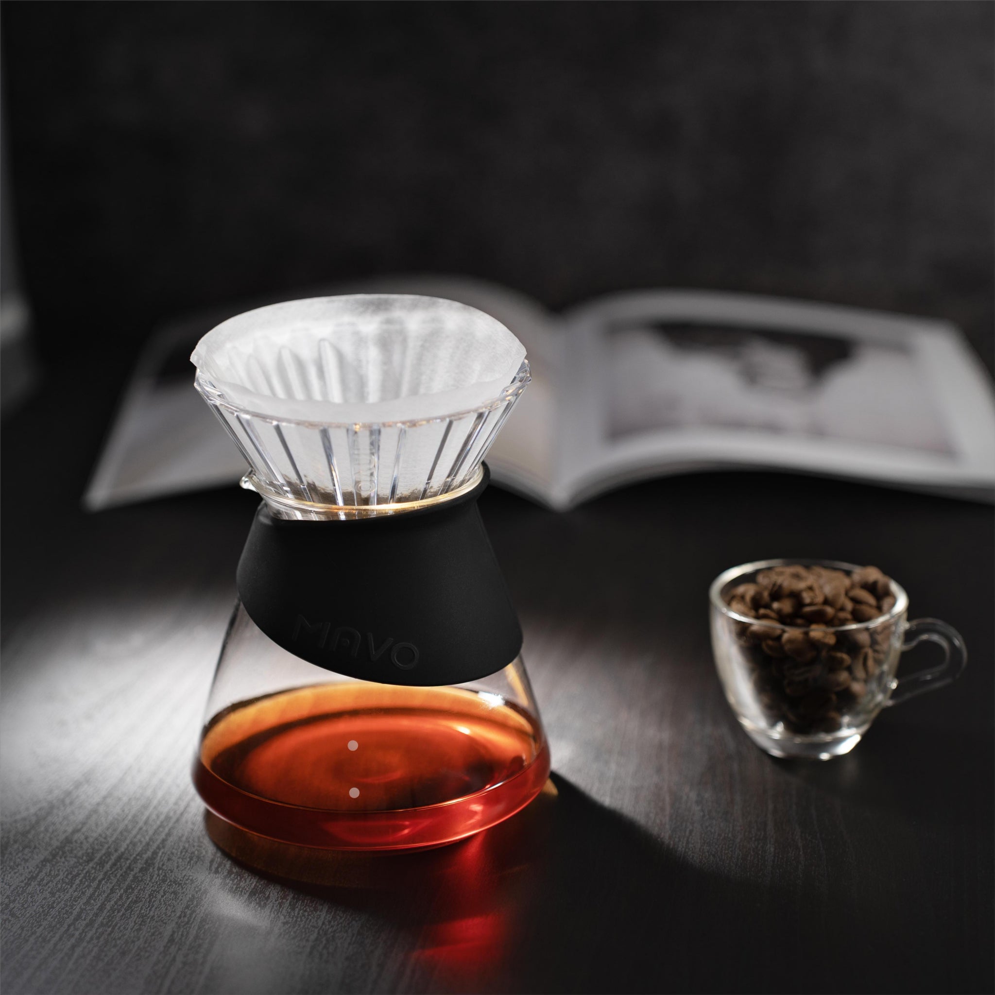 MAVO Handless Coffee Server  (Black) - Premium High Borosilicate Glass